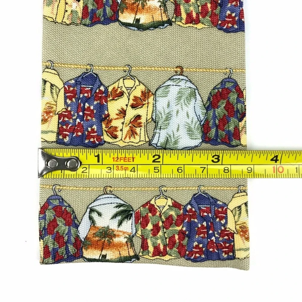 RELAX By Tommy Bahama All Silk Tan & Multicolor Tropical Aloha Shirts Square Tie